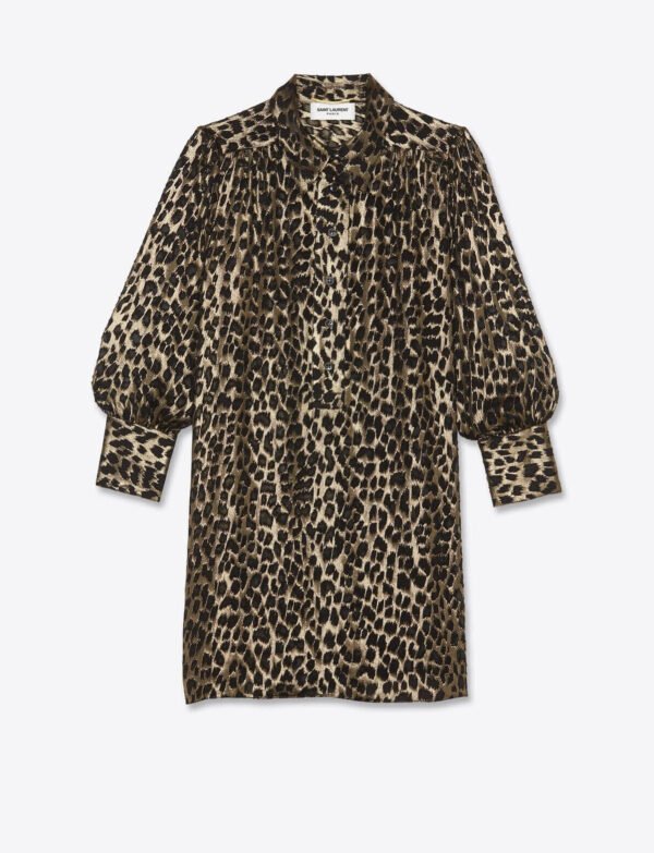 Puffed sleeves denim dress